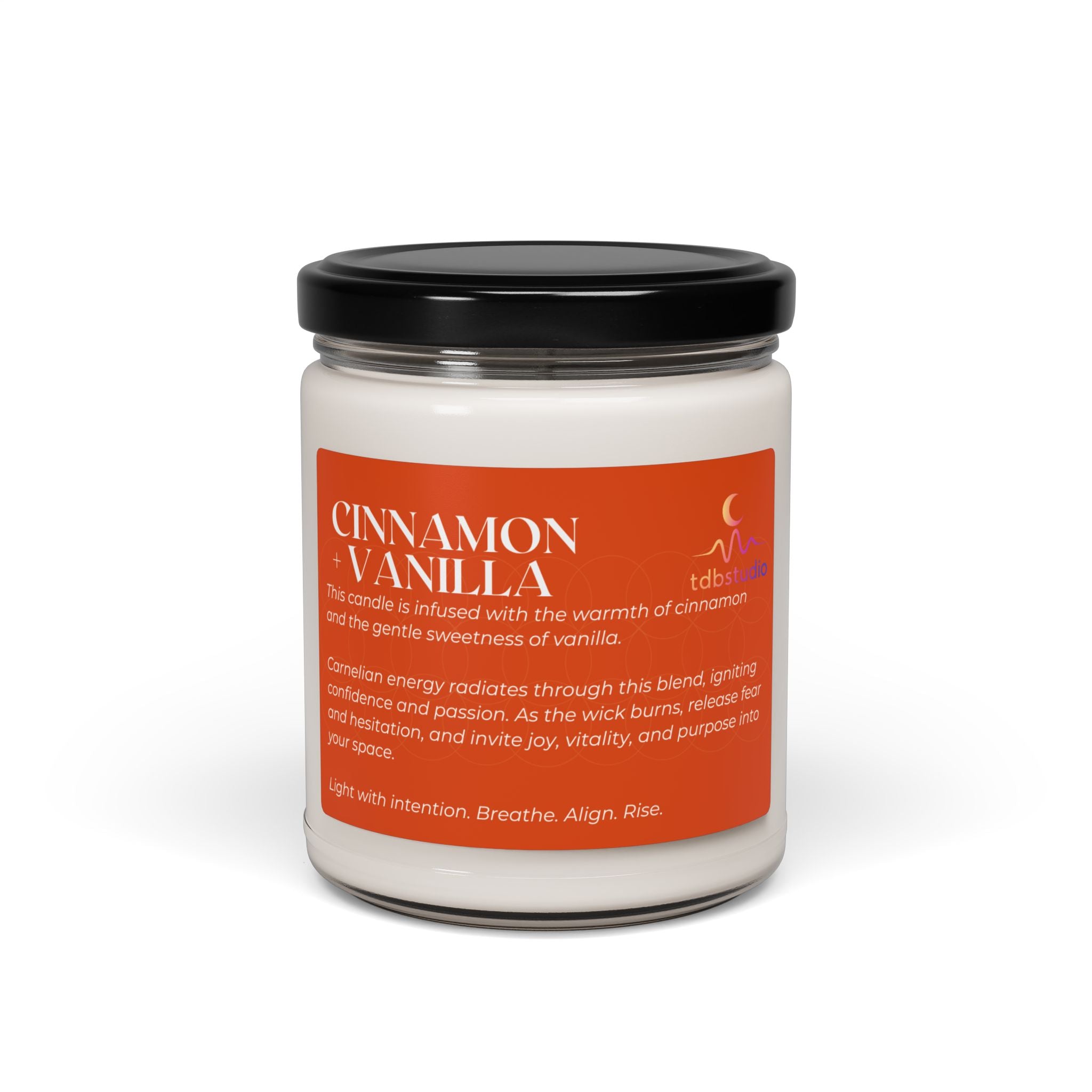 Cinnamon Vanilla Soy Candle 9oz, Carnelian Energy Candle, Renewal Frequency, Confidence & Creativity Gift