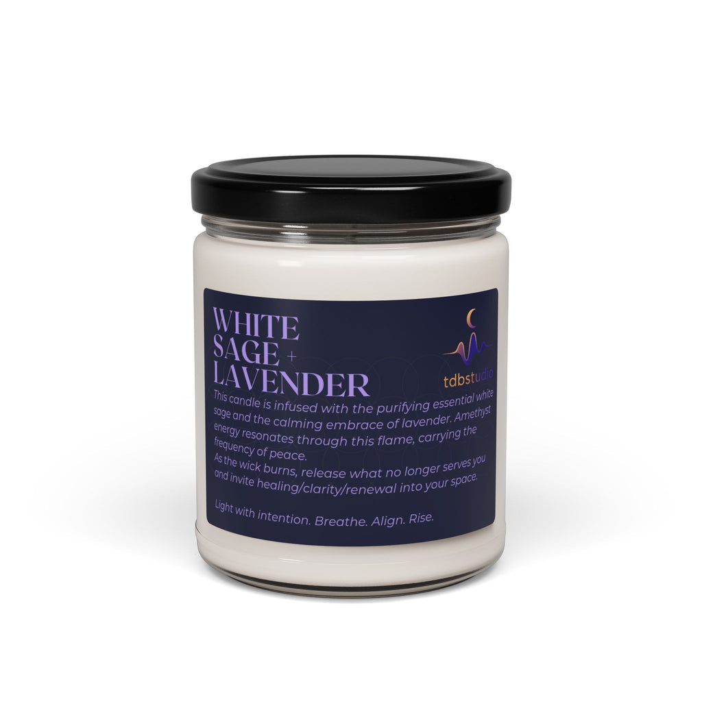 White Sage & Lavender, Soy Candle, Amethyst • Peace Frequency (9oz)
