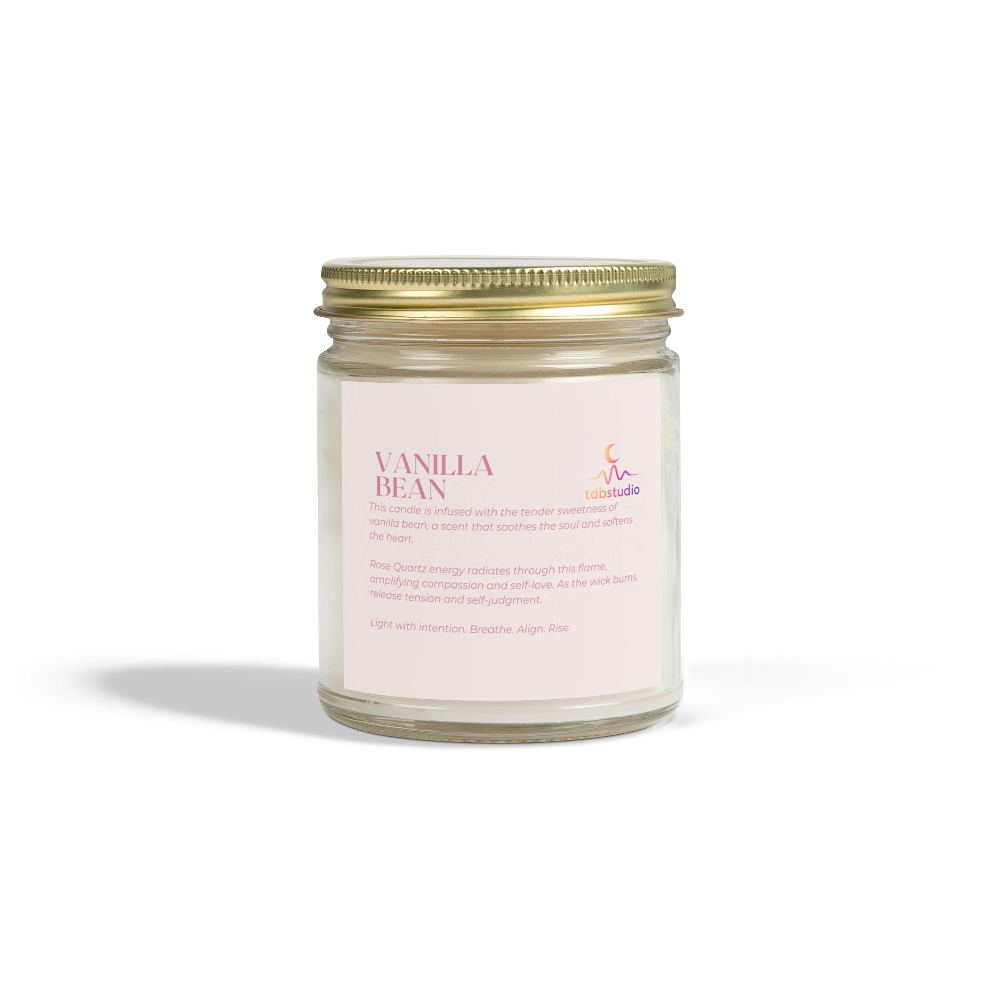 Vanilla Bean Coconut Apricot Wax Candle 9oz, Rose Quartz Energy Candle, Compassion Frequency, Heart Healing Gift