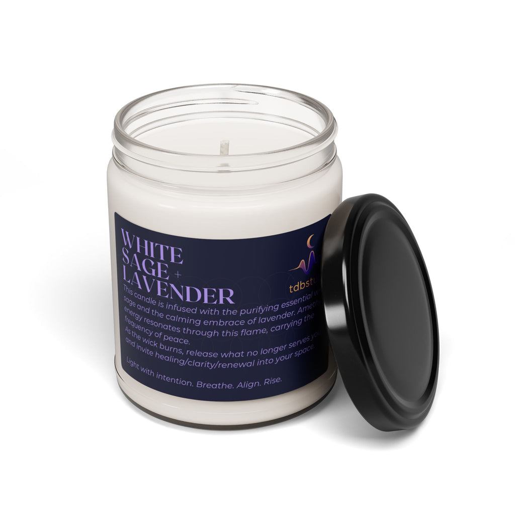 White Sage & Lavender, Soy Candle, Amethyst • Peace Frequency (9oz)